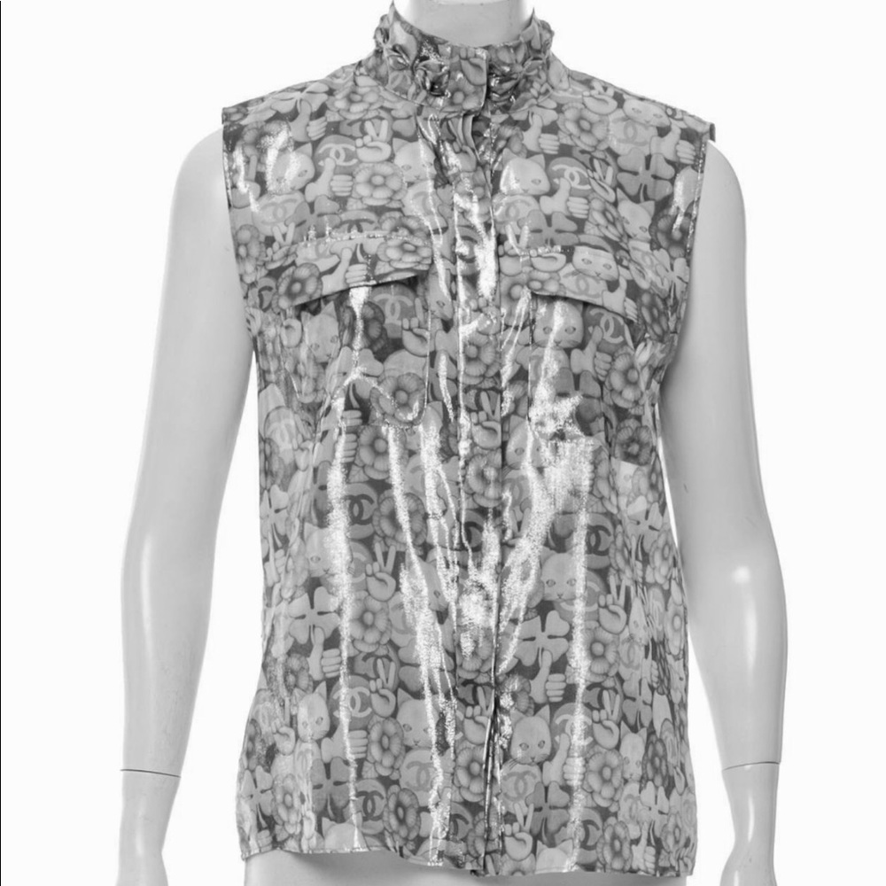 CHANEL 2016 LAMÉ SILK TOP